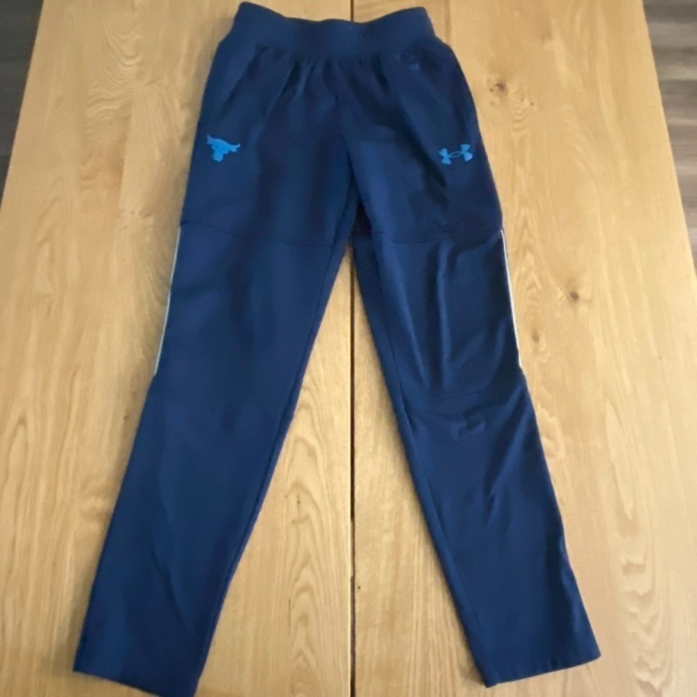Under Armour Project Rock Track Pants Men's Sz S Loose Fit PR Knit Tapered Blue